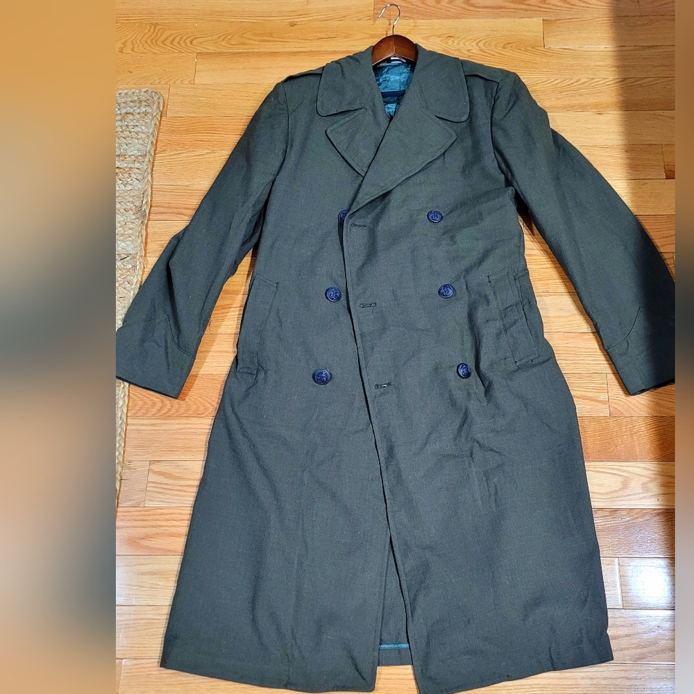USMC Green Military Overcoat size 40L 100% Wool